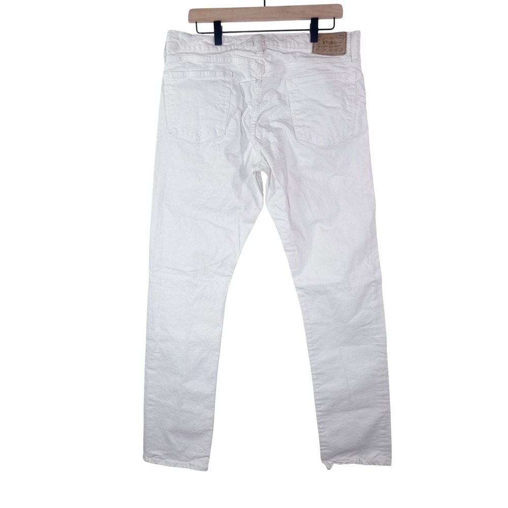 Polo Ralph Lauren Varick Slim Straight White Denim Jeans Mens 34/34 Slim Fit - Picture 2 of 16